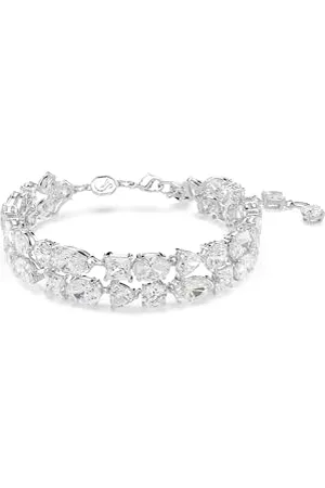 Swarovski Bracelet Mesmera à double rang, agrémenté de cristaux blancs, en métal rhodié