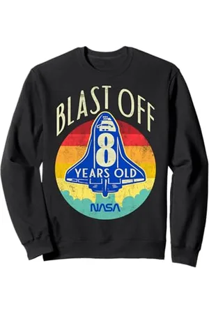Nasa Space Shuttle Blast Off 8th Birthday Rétro Portrait Sweatshirt