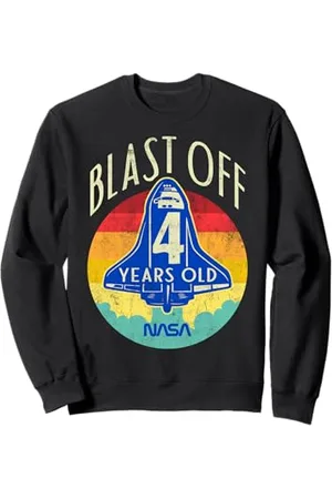 Nasa Space Shuttle Blast Off 4th Birthday Rétro Portrait Sweatshirt