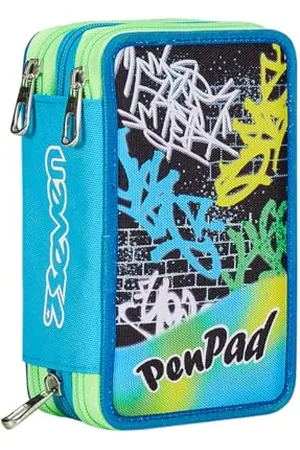 7 for all Mankind Pen Pad, Trousse à 3 Compartiments , Triple Compartiment, avec Crayons, marqueurs, Couleurs, Accessoires à Dos, élémentaires, Moyennes, supérieures, Enfant et garçon, , Taglia Unica