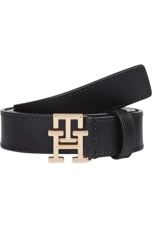 Tommy Hilfiger Ceinture Femme Logo 2,5 cm Cuir, Noir (Black), 90 cm