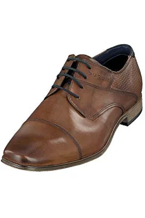 Bugatti Homme Chaussure Basse Business en Cuir véritable Lisse, Derby avec Bout croisé et Tige en Relief, , 46 EU