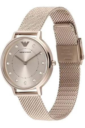 Emporio Armani Montre pour femme, mouvement à deux aiguilles, boîtier en acier inoxydable rose de 32 mm avec bracelet en acier inoxydable, AR11129