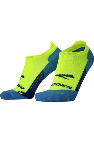 Brooks 280498703 Ghost No Show Socks Unisex Adult Neon Yellow/Navy Taille 25