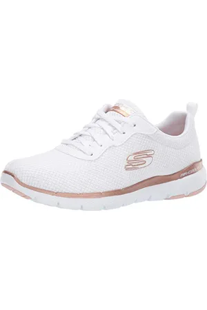 Skechers Femme Flex Appeal 3.0-First Insight Baskets, Blanc (White Mesh/Rose Gold Trim Wtrg), 39.5 EU