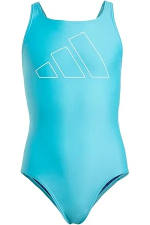 adidas Fille Performance Big Bars Swimsuit Kids, Lucid Cyan/White, 14-15 Years