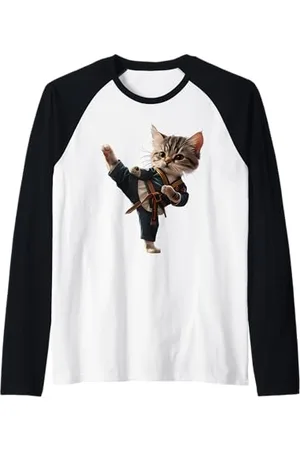 Animale Martial Funny Cat Manche Raglan