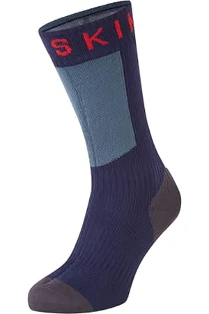 Sealskinz Unisexe chaussette imperméable Hydrostop de taille moyenne pour le temps chaud - bleu marine/gris/rouge, M
