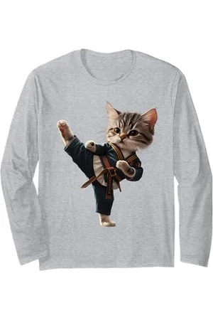 Animale Martial Funny Cat Manche Longue