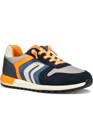 Geox J ALBEN Boy B Basket, Lt Grey/Navy, 35 EU