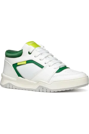 Geox J Perth Boy A Basket, White/Green, 32 EU
