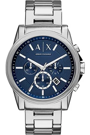 Armani Exchange Montre pour homme , mouvement chronographe à quartz, boîtier en acier inoxydable de 45 mm avec bracelet en acier inoxydable, AX2509