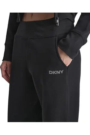 DKNY Mini Stud Logo Wide Leg Pant with Pockets Pantalon, , XS Femmes