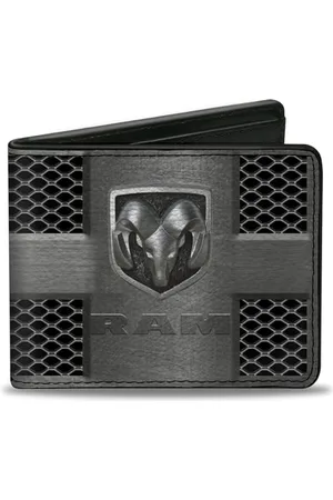 Buckle Portefeuille PU à Deux Volets - Logo RAM - Argenté/Noir