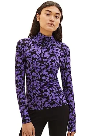 TOM TAILOR 1038378 T-Shirt à Manches Longues, 32417-Lilac Black Flower Print, XXL Femme
