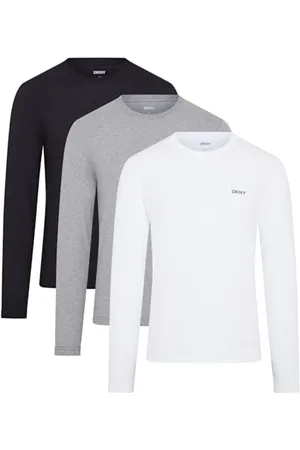 DKNY Haut à Manches Longues Homme T-Shirt, Noir/Blanc/Gris, XL