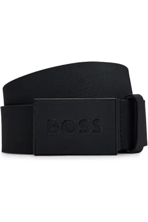 HUGO BOSS Hommes Icon-S1 Ceinture en cuir italien avec boucle plate texturée