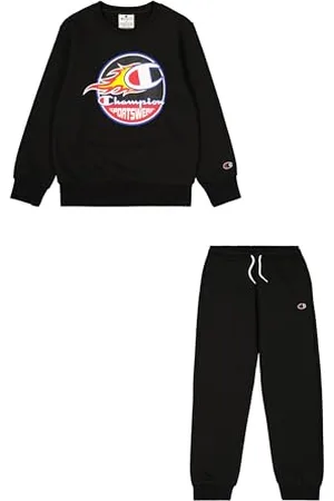 Champion Legacy Play With Graphics B (306914) - Survêtement à col rond en polaire Powerblend compact et ultra léger, noir (NBK), 9-10 ans (M) Enfant FW24