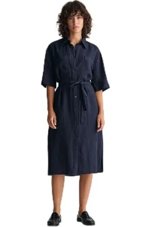 GANT Rel Linen SS Shirt Dress Robe, , 46 Femme