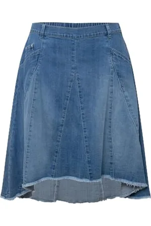 Ulla Popken Jupe en Jean avec Godets 832238, , 60 Femmes