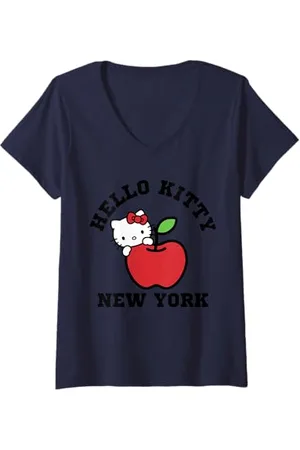 Hello Kitty Femme New York T-Shirt avec Col en V