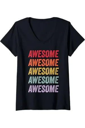Awesome apparel Femme Impressionnant T-Shirt avec Col en V