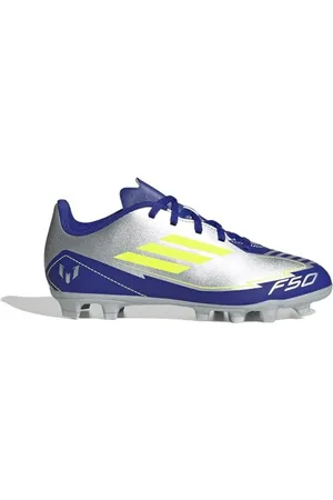 adidas F50 Club Football Boots FG/MG Chaussures, Silver met./Solar Yellow/Lucid Blue, 30.5 EU