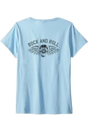 Tshirt Shirt T-Shirt Pullover Hoodie Sweater Style Femme #snirt Rock and Roll T-shirt à capuche Motif crâne volant Jupe T-Shirt avec Col en V