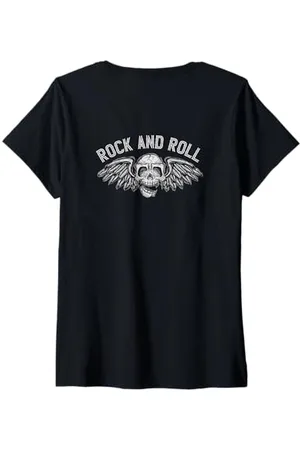Tshirt Shirt T-Shirt Pullover Hoodie Sweater Style Femme #snirt Rock and Roll T-shirt à capuche Motif crâne volant Jupe T-Shirt avec Col en V