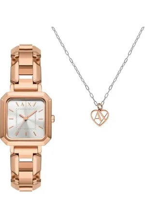 Armani Exchange Femmes Analogique Quartz Montre avec Bracelet en Acier Inoxydable AX7167SET