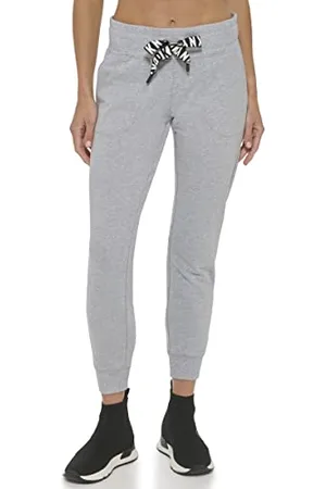 DKNY Sport Pantalon de Jogging Bicolore avec Cordon de Serrage pour Femme survêtement, Gris Perle chiné, XXS