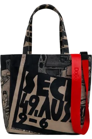 Dogo Femme Vegan Noir Large Tote Bag - Supper Motif