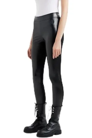 Armani Exchange Essential, Stretch PU Leather Leggings, Black, S aux Femmes