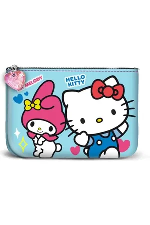 KARACTERMANIA Sanrio Hello Kitty Friendship-Petit Porte-Monnaie Carré, Bleu, 13 x 10 cm