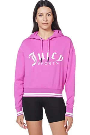 Juicy Couture Sweat à Capuche Court avec Logo Sweatshirt, Fuchsia Sauvage, L Femme
