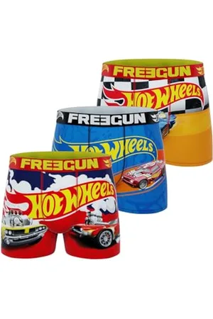 Freegun Boxer Enfant Hot Wheels, Caleçon Garçon Originale, Ultra-Doux et Respirant (Lot de 3) 8 ans/10 Ans