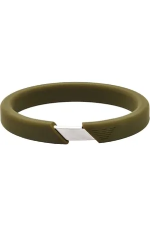 Emporio Armani Bracelet pour homme en cuir ou en acier inoxydable avec fermoir mousqueton, poussoir ou bouton pression, 9Lx9Wx4.5cm, Silicone, Pas de gemme