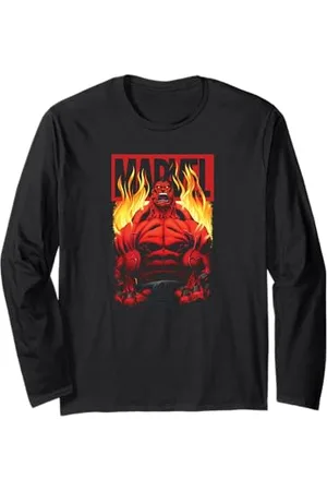 Marvel Red Hulk Burning Hot Red Hulk Manche Longue
