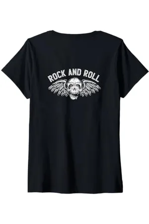 Tshirt Shirt T-Shirt Pullover Hoodie Sweater Style Femme #snirt Rock and Roll T-shirt à capuche Motif crâne volant Jupe T-Shirt avec Col en V