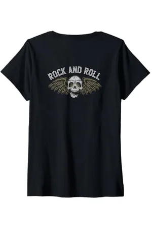 Tshirt Shirt T-Shirt Pullover Hoodie Sweater Style Femme #snirt Rock and Roll T-shirt à capuche Motif crâne volant Jupe T-Shirt avec Col en V