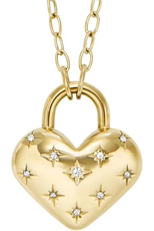 Fossil Sadie Collier en acier inoxydable avec fermoir mousqueton pour femme, taille unique, Acier inoxydable, Pas de gemme