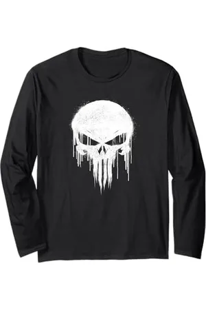 Marvel Punisher White Punisher Graffiti Skull Manche Longue