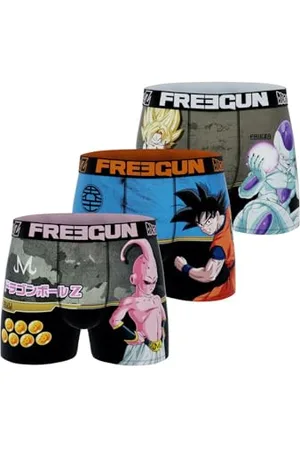 Freegun Boxer Enfant Dragon Ball Z, Caleçon Garçon, (Lot de 3) Taille 10/12 Ans Bleu/Rose/Noir/Orange