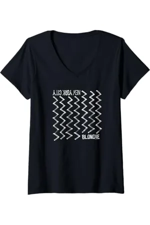 Blond Amsterdam Femme New York City Zig Zag Pattern Vintage Band T-Shirt avec Col en V