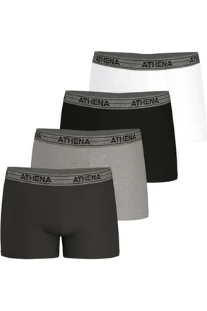 ATHENA Lot de 4 Boxers Homme Ecopack Anthracite/Gris Chiné/Noir/Blanc XL