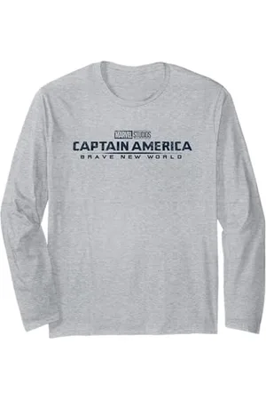 Marvel Captain America Brave New World Distressed Logo Manche Longue