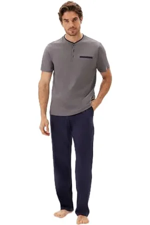 Dagi Knitted Regular Waist Supreme Long Leg Short Sleeve Crew Neck T-Shirt & Trousers Ensemble Pyjama, XL pour des Hommes