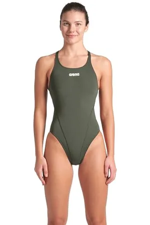Arena Solid Swim Tech Team Maillot Entier Femme, Maillot Sportif à Séchage Rapide en Tissu MaxLife Éco Résistant au Chlore avec Protection UV et Doublure à l’Avant