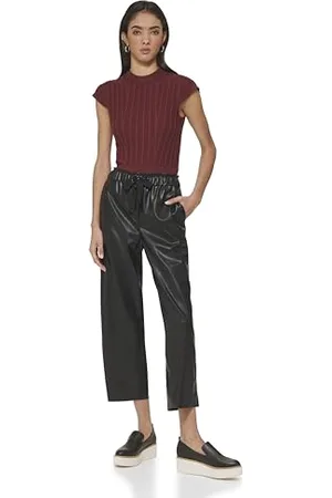DKNY Butter PU Wide Leg Trousers Pantalon décontracté, , XL Femmes