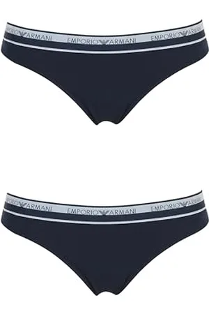 Emporio Armani Lot de 2 slips brésiliens en coton stretch avec logo pour femme, , XS